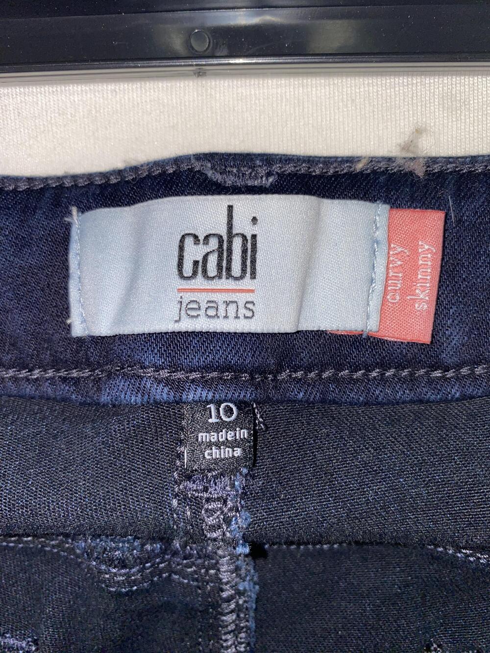 CAbi Jeans Womens 10 Blue Dark Wash Curvy Skinny Distressed Stretch Denim Pants - Picture 3 of 6